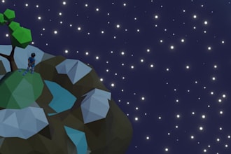 make a 3d character with a background enviroment