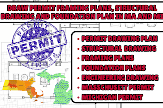 draw permit framing plans, structural drawings and foundation plans in ma and mi