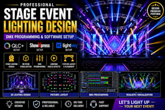 create stage event lighting design, program dmx lighting qlc showxpress lightkey