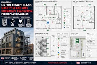 design UK fire escape plans, safety plans and emergency evacuation floor plan