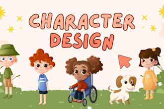 draw kids character design for children book illustration