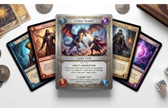 create card game design, playing cards, card illustration, tcg and card game art