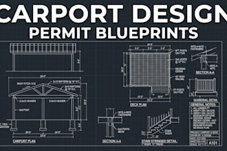 design carport blueprints and permit drawings