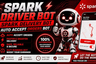 develop doordash bot, instacart bot, spark driver bot, amazon flex bot