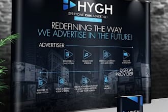 design eye catching trade show booth, backdrop, exhibition stand and banner