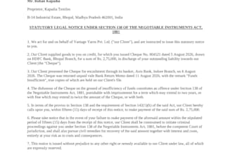 draft a legal notice for cheque bounce, dues, or breach of contract