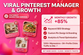 be your pinterest manager for growth and create viral pins