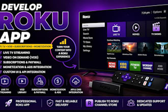 develop roku app for live TV, vod, subscriptions and monetization