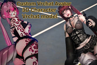 create custom vrchat avatar vrc avatar vrchat model furry or anime 3d character