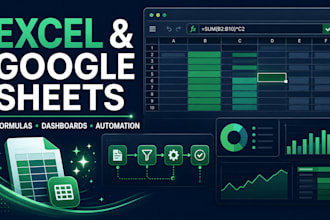 build and fix excel or google sheets formulas and dashboards
