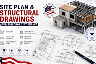 draw site plan, structural drawings for building city permit, engineering stamp
