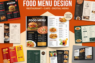 design restaurant menu, food menu, digital menu, cafe menu, tv menu, food flyer