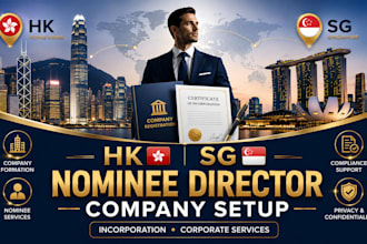 provide hong kong singapore nominee director and company setup, bank account