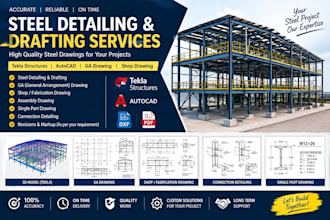 professional steel detailing and shop drawings in tekla and autocad