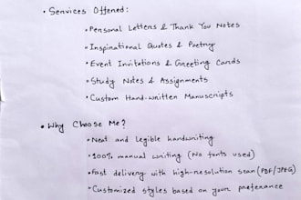 provide flawless handwriting services for your personal or business needs