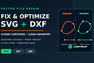 fix and optimize svg dxf files for laser cutting and engraving