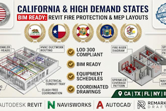 create revit fire protection and mep layout drawings for permit review