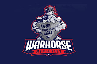 design an wonderful war horse logo for a norwegian strength