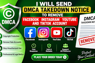 send dmca takedown notice to remove facebook instagram youtube and tiktok