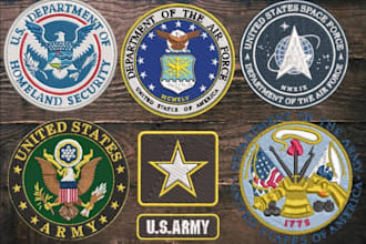 design patch, military, army, tactical, badge stickers, circular and skull logo