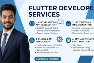 do mobile app devlopment for android and ios app as a flutter devloper