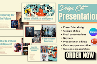 design, edit presentation powerpoint, prezi presentation, keynote google slides