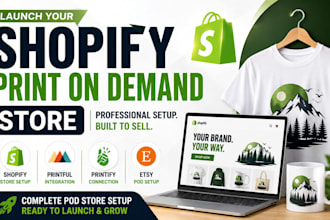 setup print on demand shopify store with printful printify and etsy