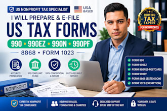 prepare and e file US nonprofit tax forms 990, 990ez, 990n, 990pf