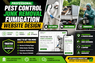 design squarespace pest control service website, junk removal website and leads