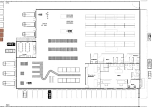 draw 2d warehouse floor plan,industrial storage building,logistic factory layout