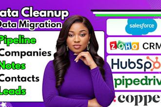 clean migrate data to salesforce hubspot zoho crm pipedrive copper freshsales