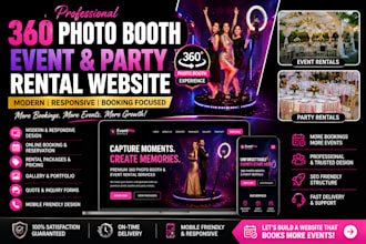 360 photo booth website, event party rental website, party rental website