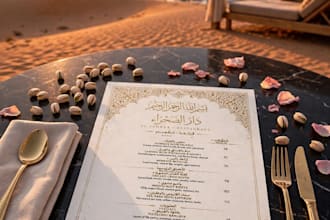 design luxury arabic restaurant menu and brand identity