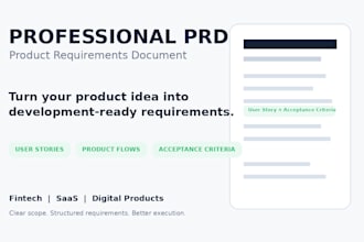 write a professional prd for your app, saas or fintech product