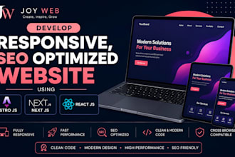 develop responsive, seo optimized website using astro js react js next js