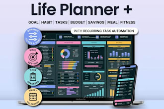 create dark mode google sheets life planner annual budget tracker spreadsheet
