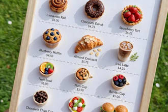 design luxury cafe logo and 3d tactile realistic menu board
