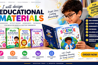 design kids workbook, educational workbook, activity book and learning materials