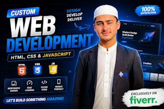build a custom responsive website with HTML CSS and javascript