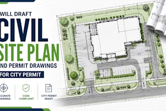 draft civil site plan and permit drawings for city permit