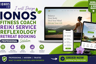 design ionos fitness coach reiki service reflexology retreat booking website