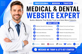 build medical dental clinic healthcare doctor website wordpress elementor wix