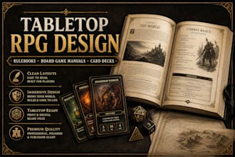 design your tabletop rpg rulebook, board game manual and card deck