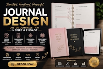 do journal design, fillable PDF, digital planner, workbook design editable canva