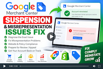 fix google merchant center suspension and misrepresentation issues