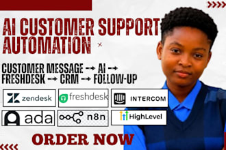 create ai customer service automation zendesk intercom freshdesk ada gorgias n8n