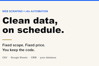 build a custom web scraper and n8n automation, fixed scope