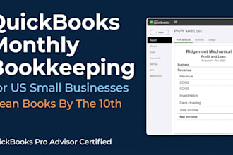 provide monthly quickbooks bookkeeping for US smes