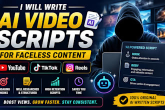 write ai video scripts for faceless youtube tiktok and reels content
