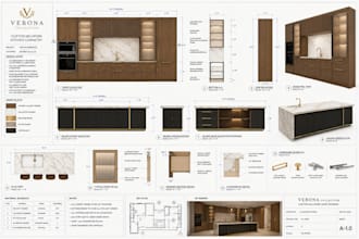 draft detailed custom joinery millwork shop drawing kitchen cabinetry drawing
